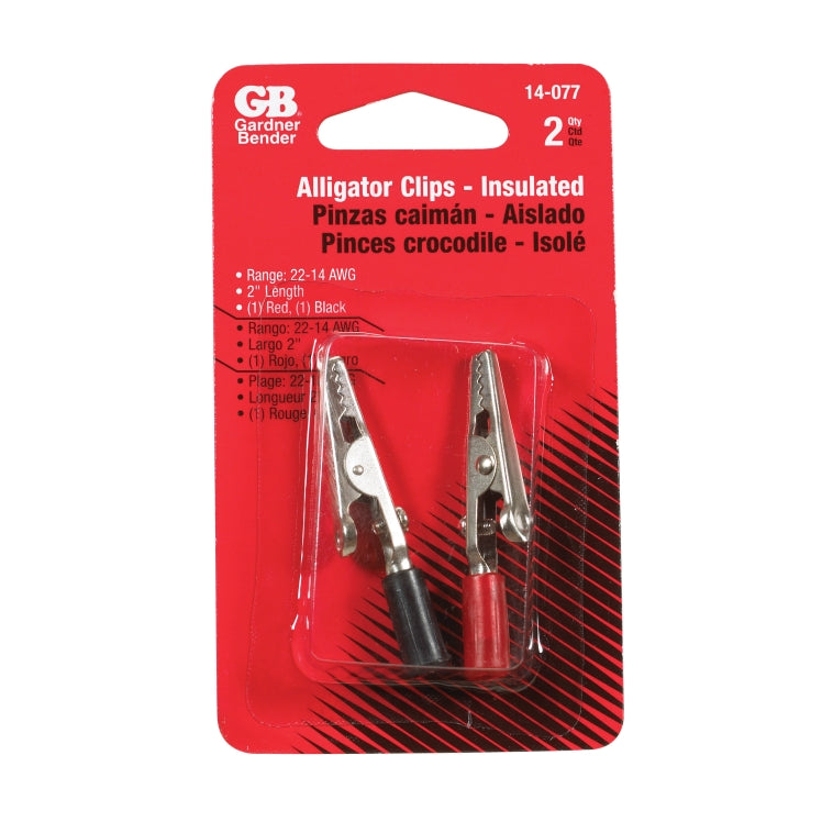 Gardner Bender 14-077 Barrel Insulated Alligator Clips, 2"