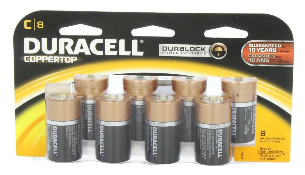 Duracell MN14R8DWZ0017 Alkaline Battery, C Size, 8 Piece/Pk