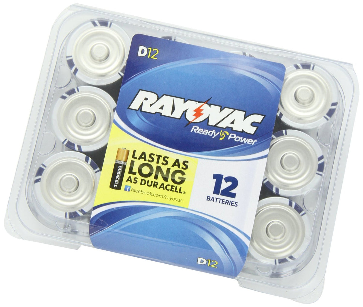 Rayovac 813-12PPD Alkaline Battery, Size D, 12 pk