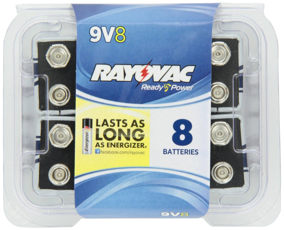 Rayovac A1604-8PPD Alkaline Battery, 9 Volt