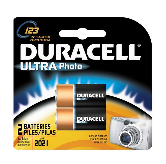Duracell DL123AB2PK Photo Battery, 3 Volt