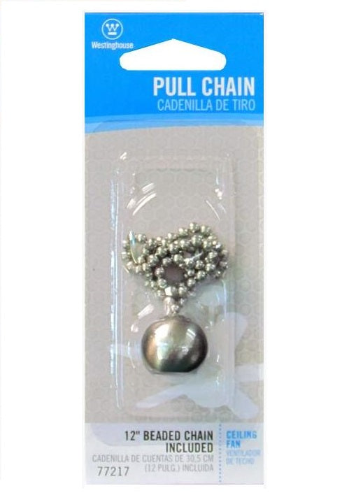 Westinghouse 77217 Decorative Pull Chain, Brushed Nickel, 12"