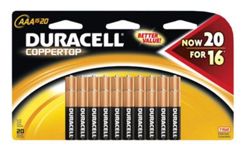 Duracell Coppertop MN2400B20 Alkaline Battery, AAA