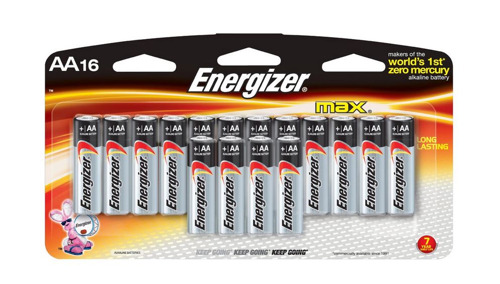 Energizer E91LP-16 Alkaline Batteries, 1.5 Volt, AA