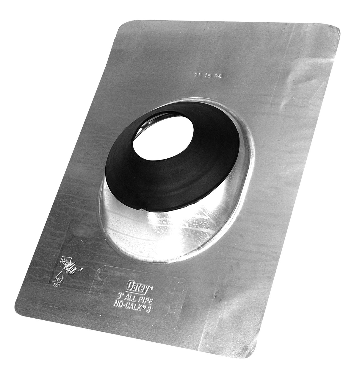 Oatey 12949 No-Caulk Standard Base Roof Flashing, 3", Aluminum