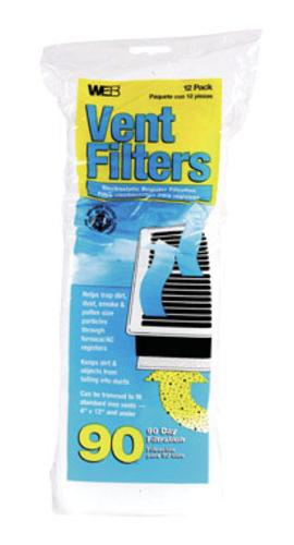 Web WVENT Electrostatic Vent Filter, 4" x 12"