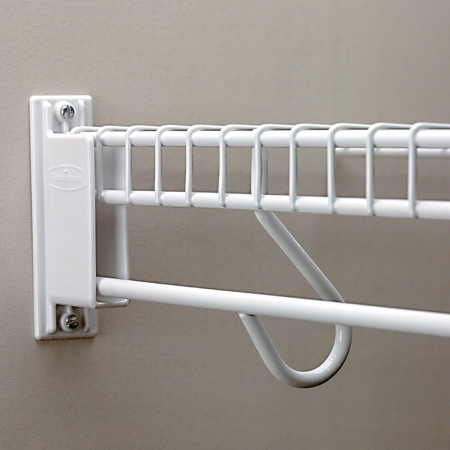 Rubbermaid 3D68-LW-WHT Free Slide Fast Set Wall End Bracket, White