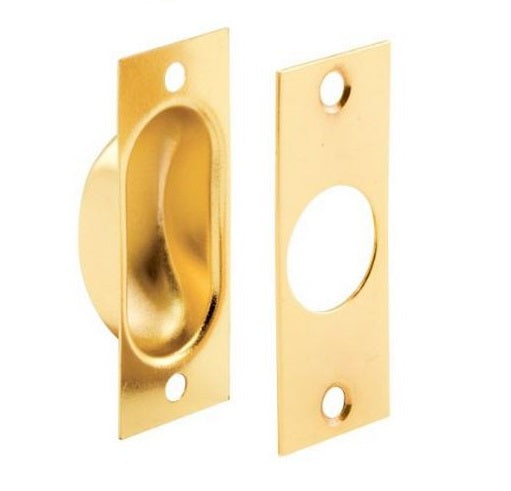 Prime Line 163624 Pull Pocket Flush Door, 2-3/8" x 15/16" x 5/8", Brass Plated