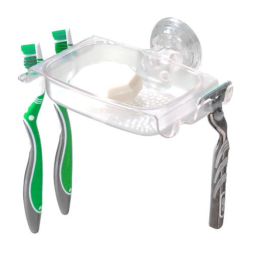 InterDesign 45750 Rain Power Soap Dish With Suction Cup, Clear