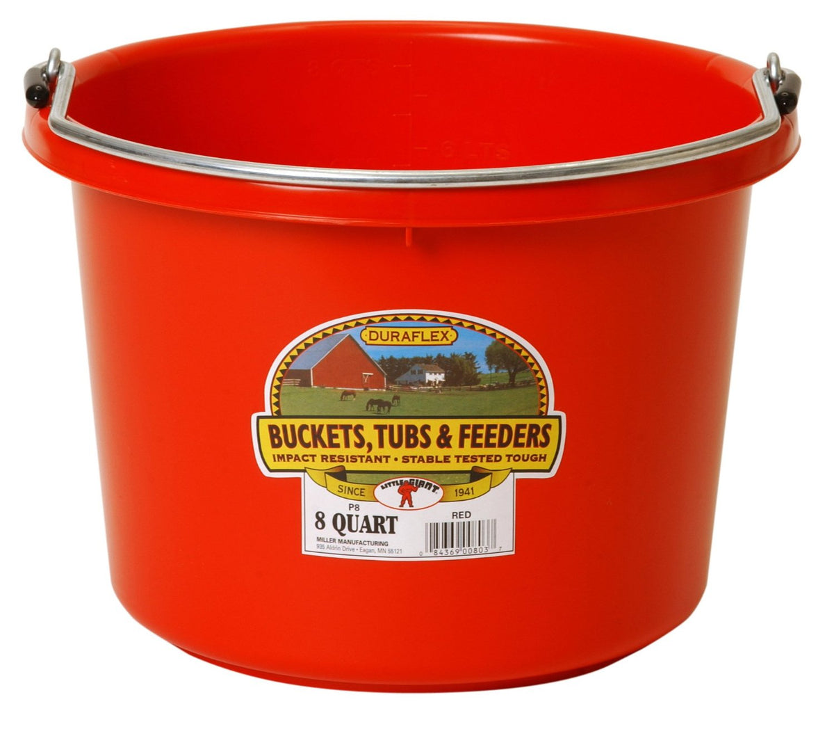Miller P-8 RED Plastic Bucket, 8 Qt, Red