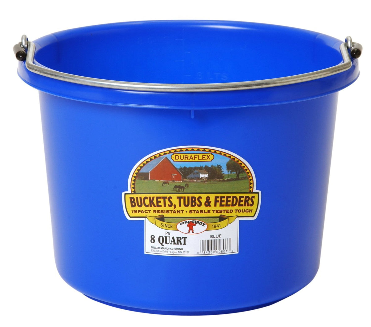 Little Giant P-8 BLUE Round Plastic Bucket, 8 Quart, Blue