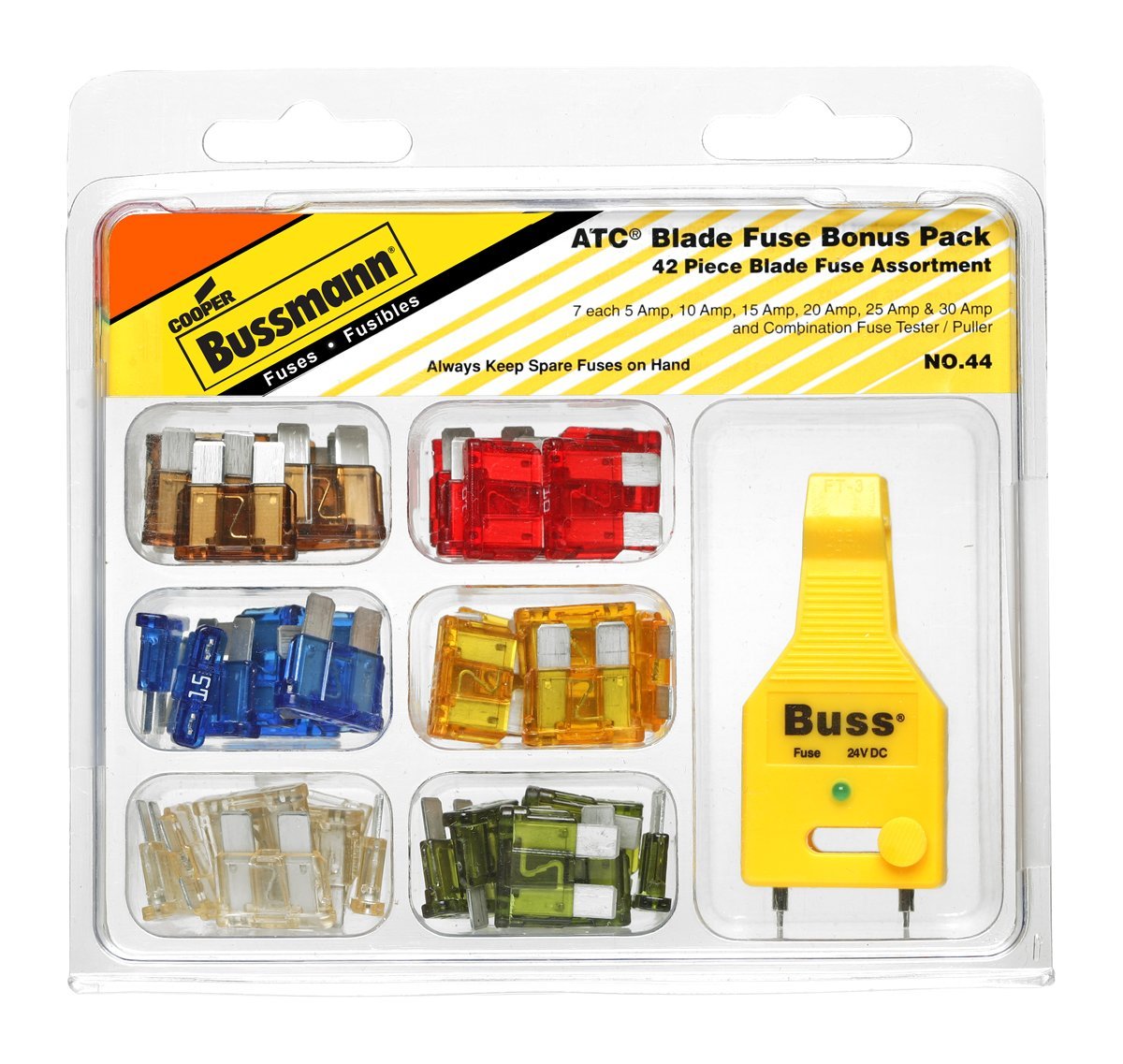 Cooper Bussmann NO.44 ATC Blade Fuse Tester/Puller Kit, 42-Piece