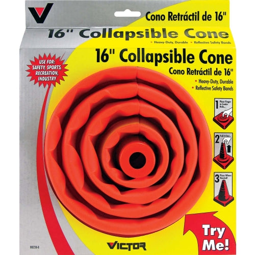 Victor 22-5-00238-8 Collapsible Sport/Safety Cone, 16", Bright Orange