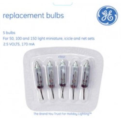 GE 53006 Mini Replacement Bulbs, Clear, 2.5 Volts