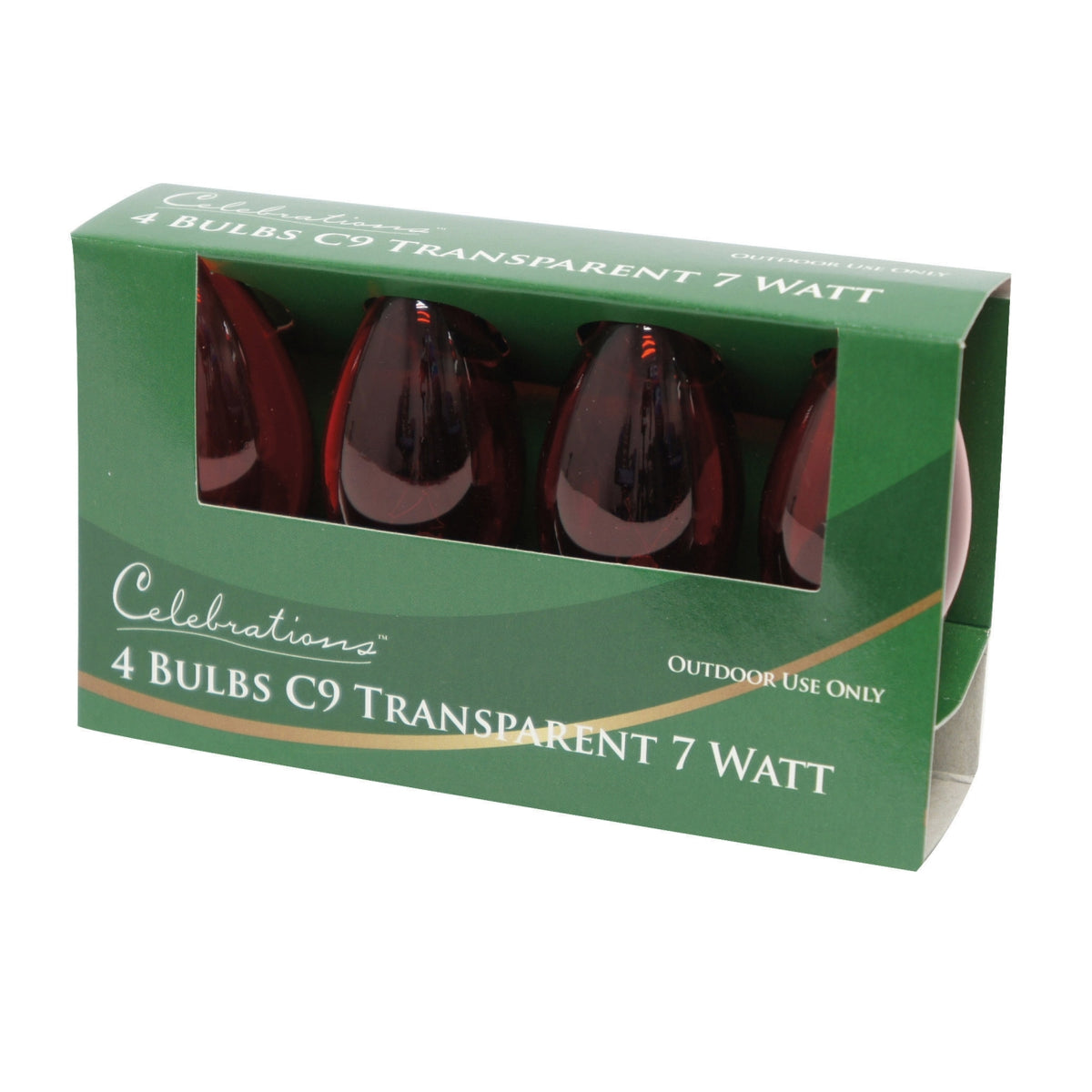 Celebrations UTRUL511 C9 Replacement Bulbs, 7 W, Transparent, Red
