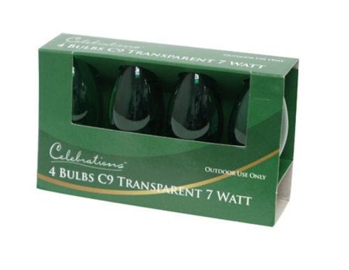 Celebrations UTRUL711 C9 Replacement Bulb, 7 W, Transparent, Green