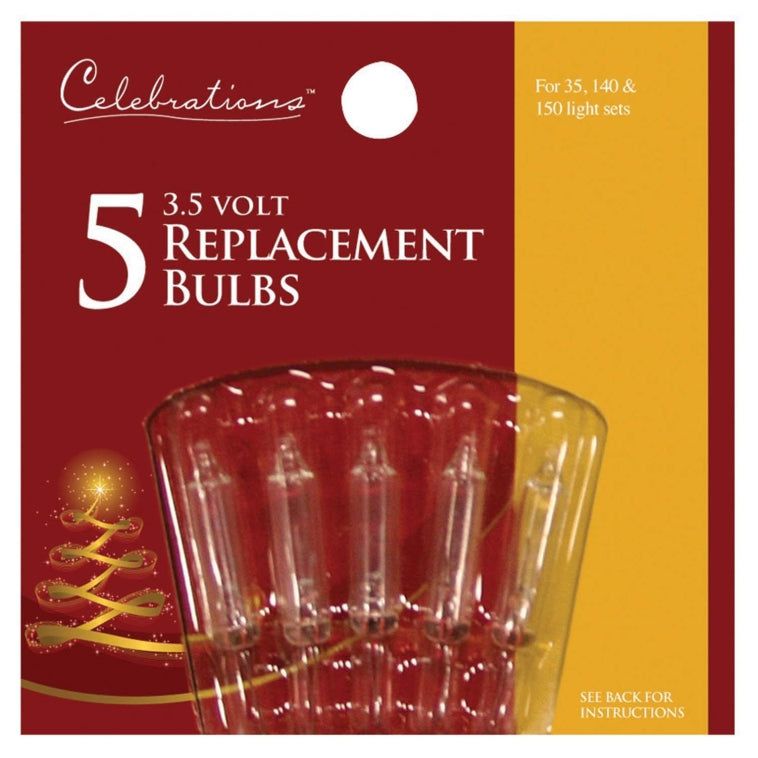 Celebrations 1265-2-71 Mini Replacement Bulbs, 3.5 Volt, Clear