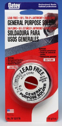 Oatey 53176 95/5 Acid Core Wire Solder, 1/4 lbs