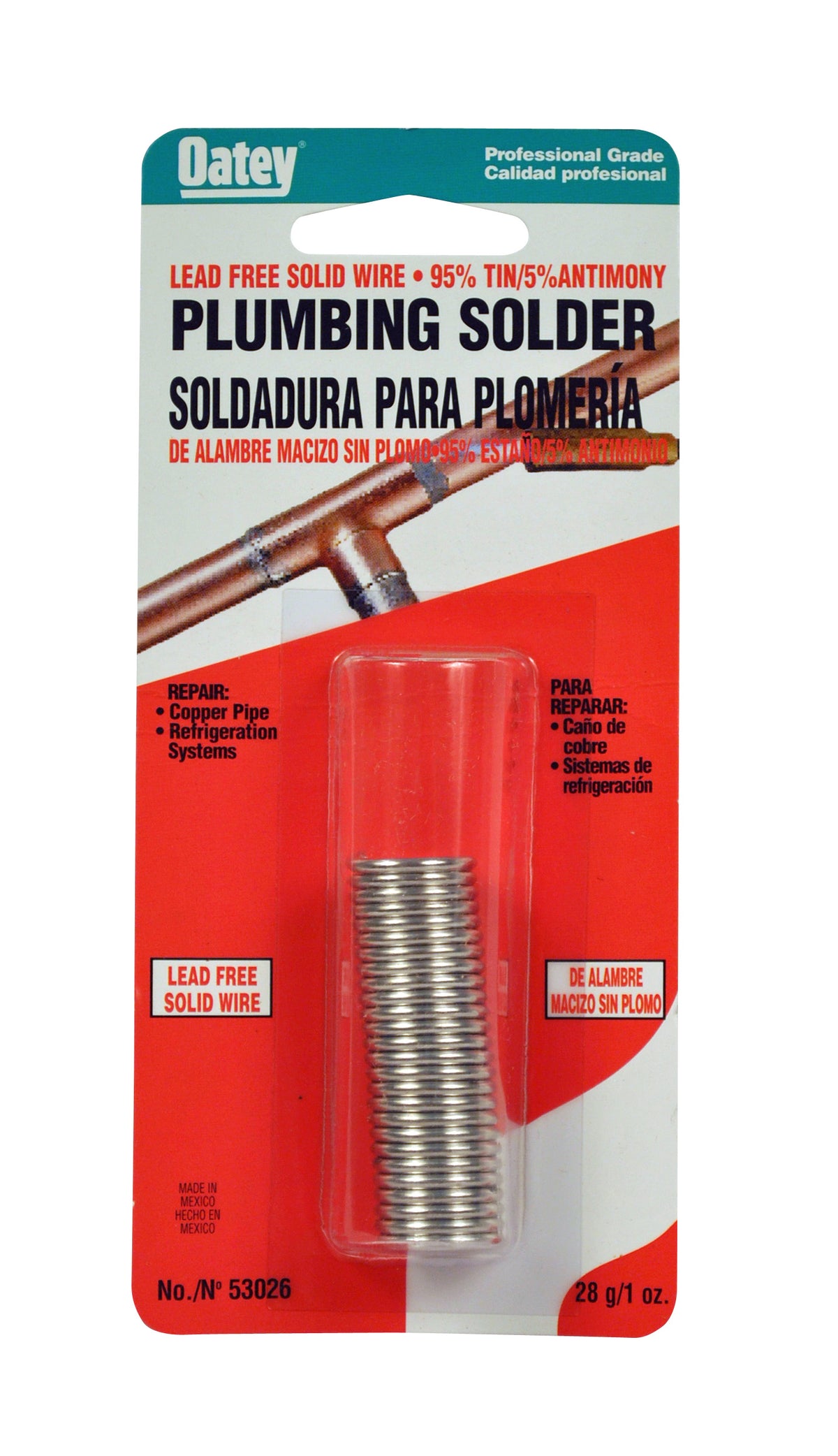 Oatey 53026 95/5 Lead Free Plumbing Wire Solder, 1 Oz, Silver