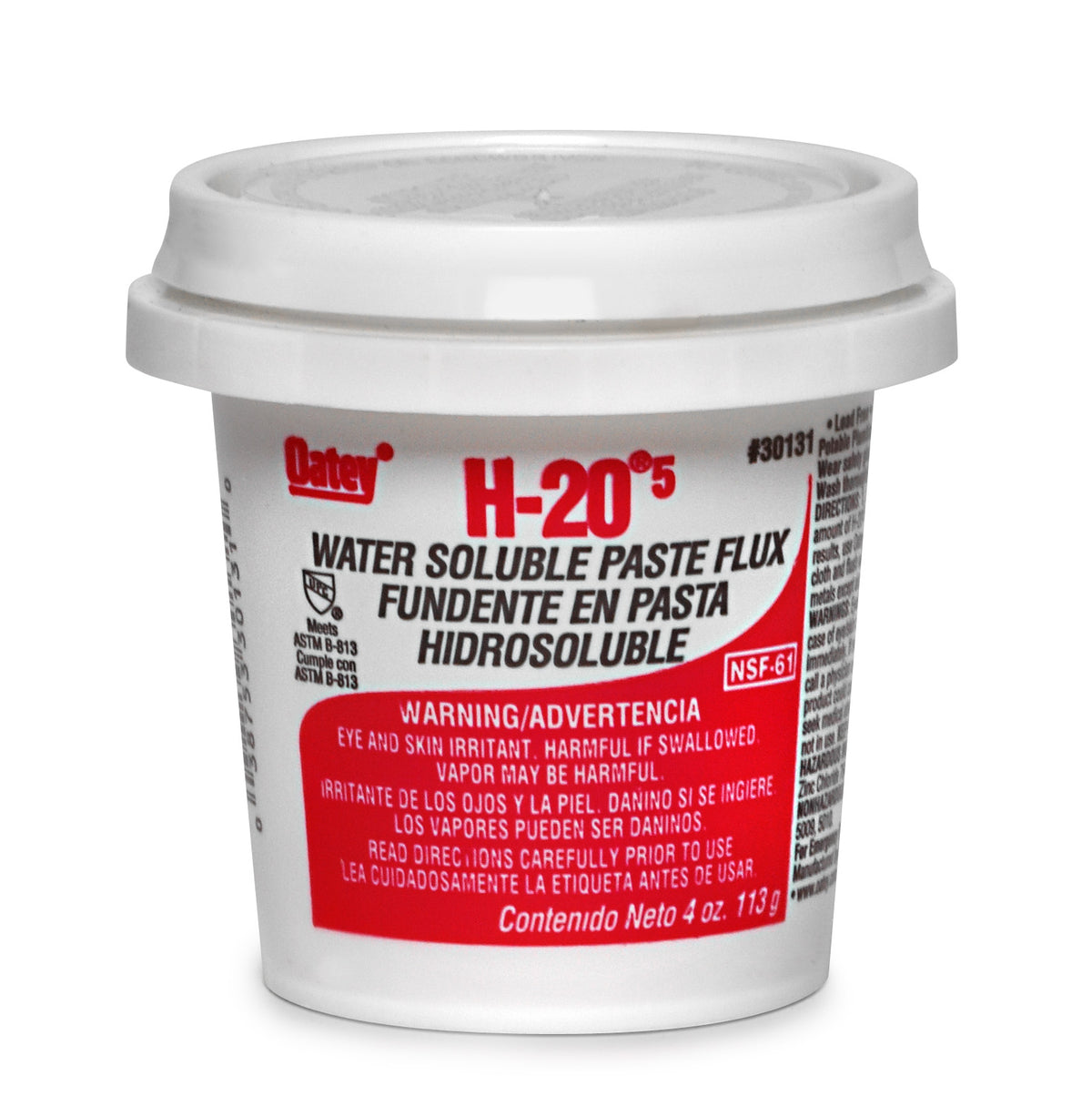Oatey H-20-5 Low-Odor Water Soluble Paste Flux, 4 Oz, Off-White