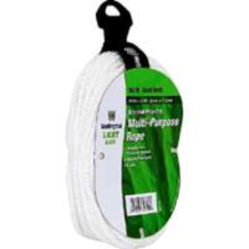 Wellington 34714 Solid Braided Poly Cord, 3/16" x 50',  White