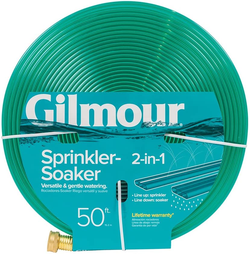 Gilmour 27142 Three Tube Sprinkler and Soaker Hose, 50', Green