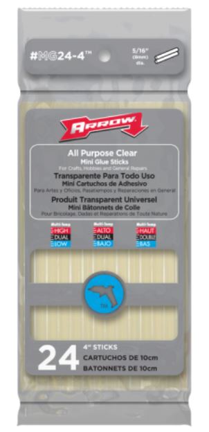 Arrow Fastener MG24-4 All Purpose Clear Mini Glue Sticks, 4"