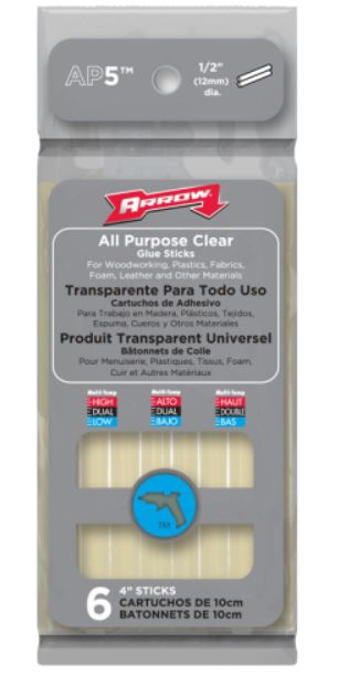 Arrow Fastener AP5 All Purpose Clear Glue Sticks, 4"