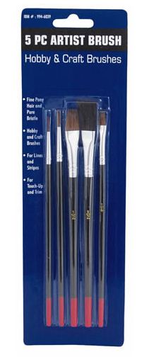 ProSource A55505 Craft Brush Set, 5 Piece