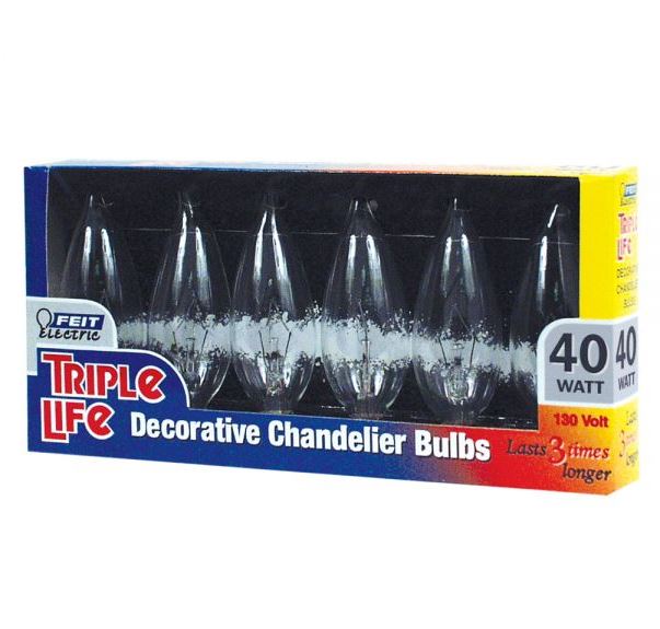 Feit Electric 40CFC/TL Candelabra Base Incandescent Light Bulb, 40 Watts