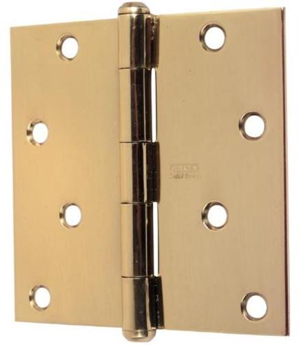 Stanley Residential Door Hinges, Bright Brass, 3.5" x 3.5"