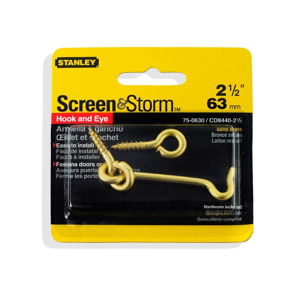 Stanley Hardware 750630 Brass Wire Gate Hook And Eye, 2.5"