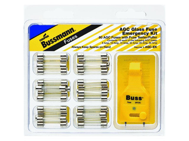 Cooper Bussmann AGC-EK Glass Fuse Emergency Kit, 60-Piece