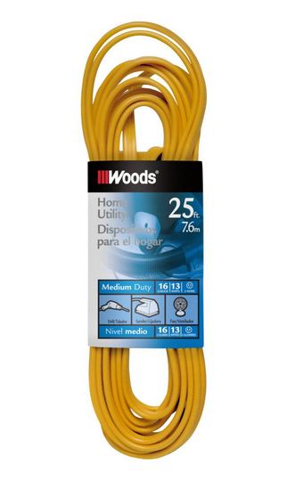 Coleman Cable 0831 Indoor Flat Vinyl Extension Cord, 16/3x25'