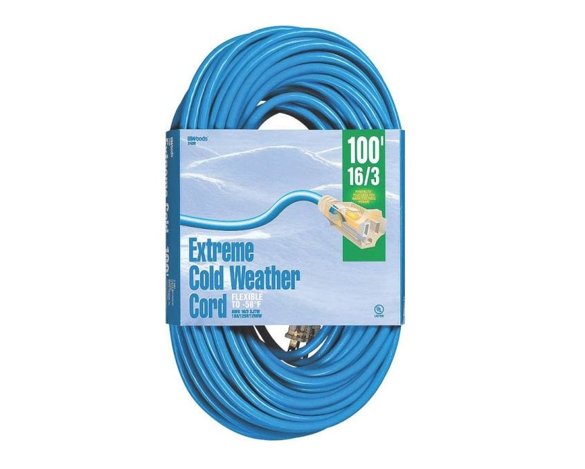 Woods 2436 Coldflex Extension Cord, 100', Blue