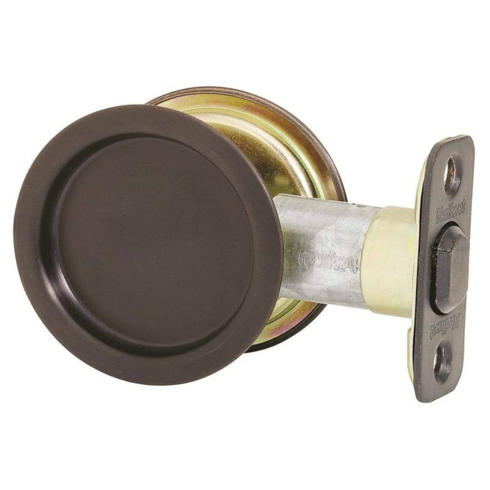 Kwikset 33410/11P Round Universal Pocket Door Lock, Aged Bronze