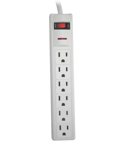Power Zone OR802013 Surge Protector Strip, 6 Outlet, White
