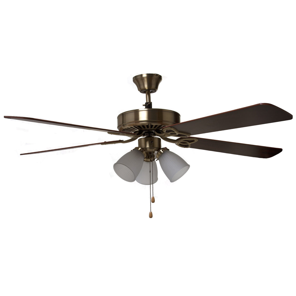 Boston Harbor CF-78042 Three Light Ceiling Fan, 52", Antique Brass