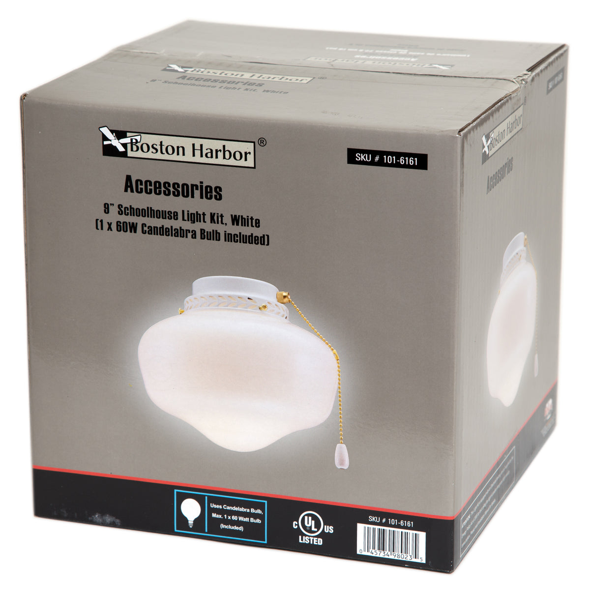 Boston Harbor CCF-9SLK-WH School House Ceiling Fan Light Kits, White