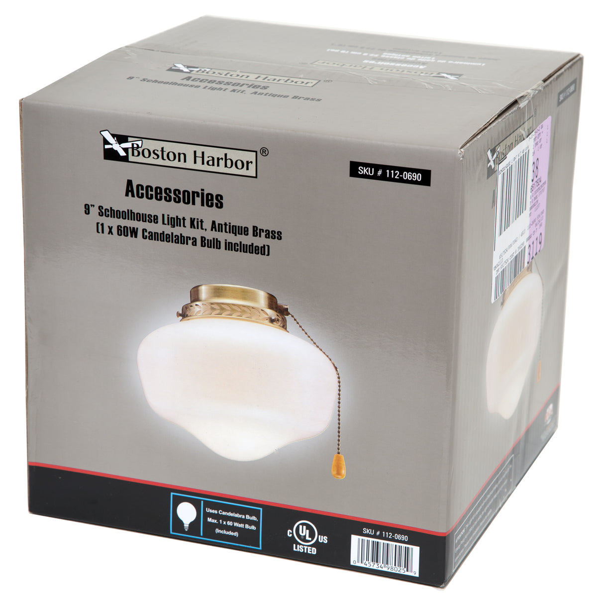 Boston Harbor CF-9SLK-AB Schoolhouse Ceiling Fan Light Kit, Antique Brass