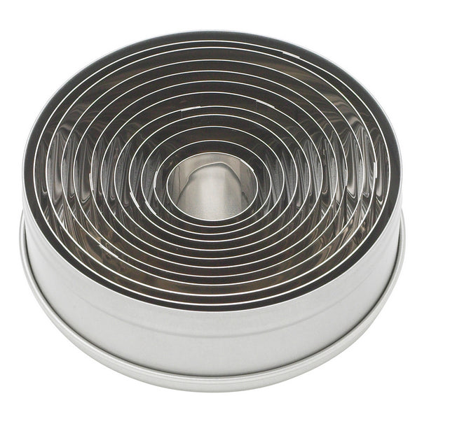 Ateco 5257 Round Cookie Cutter Set, Stainless Steel, Set of 11