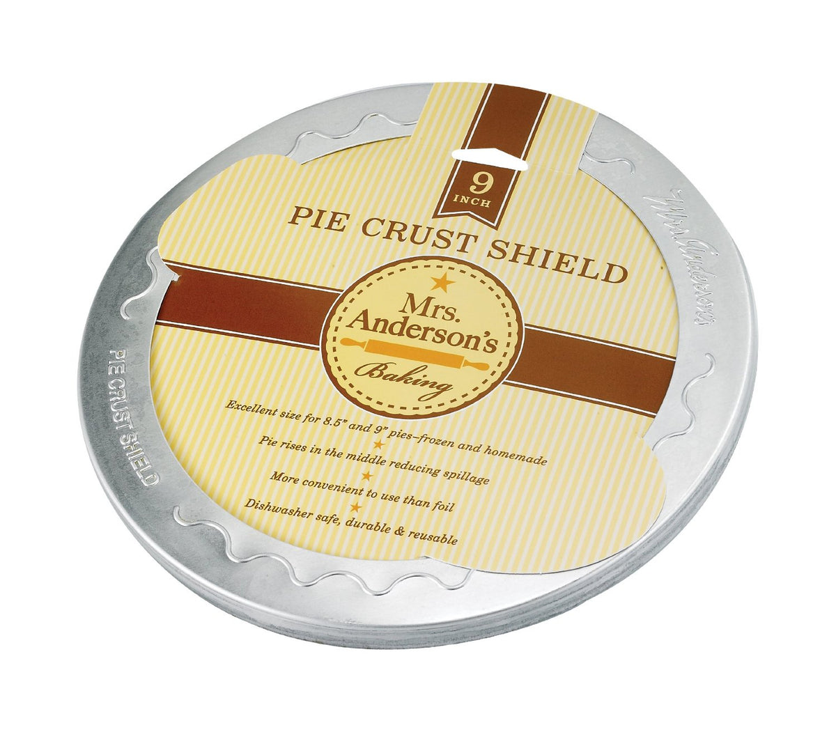 Mrs Andersons 104 Original Pie Crust Shield, 9", Aluminum
