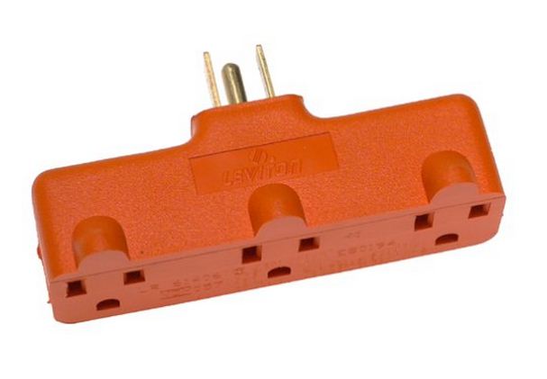 Leviton R41-00699-000 Polarized Plug-In Outlet Adapter, Orange