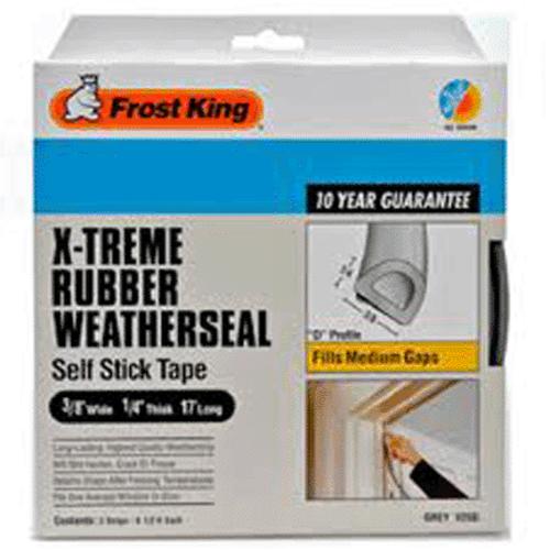 Frost King V25GA Rubber Weatherstrip Tape, 1/4" x 3/8" x 17', Grey