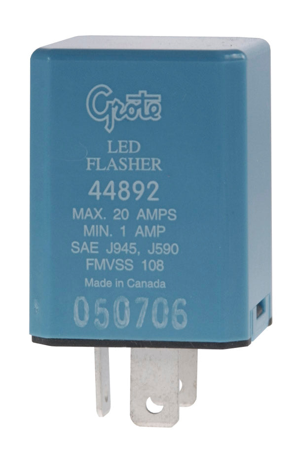 Grote 80112 3-Prong Self Adjusting LED Flasher, 1-20 Amp