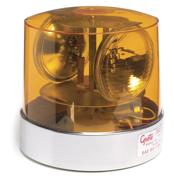 Grote 84015 360° 2-Sealed Beam Roto-Beacon Lamp, 12 V, Yellow