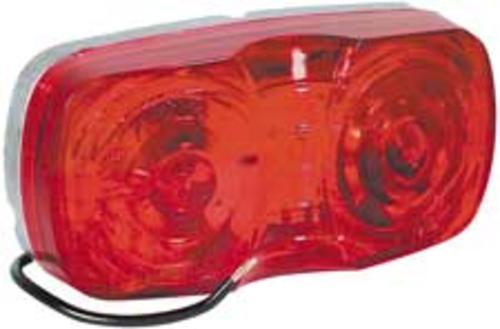 Grote 84106 2-Bulb Square-Corner Clearance/Marker Lamp, 4"x2", Red