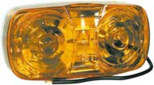 Grote 84107 2-Bulb Square-Corner Clearance/Marker Lamp, 4"x2", Yellow