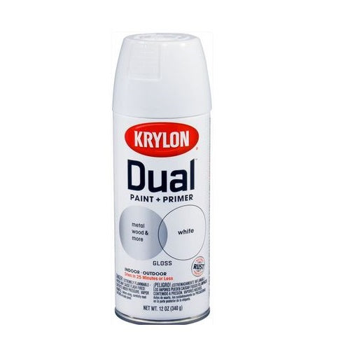 Krylon K08800000 Dual Paint & Primer One Spray Paint, 12 Oz, White