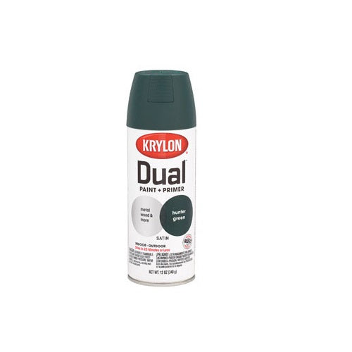 Krylon K08827000 Dual Paint & Primer One Spray Paint, 12 Oz, Hunter Green